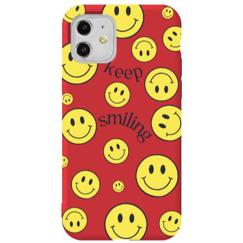Apple iPhone 11  Keep Smiling Red Colored Silicone TPU Θήκη