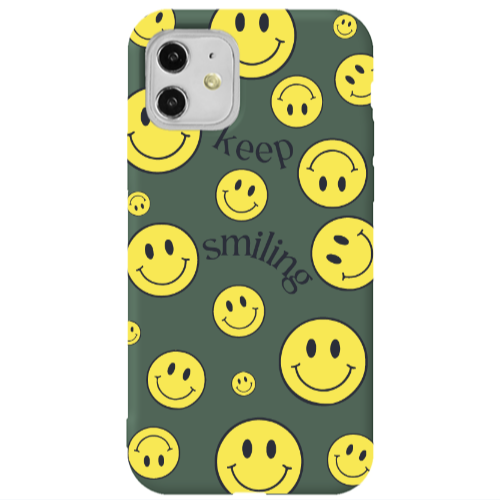 Apple iPhone 11  Keep Smiling Dark Green Colored Silicone TPU Θήκη