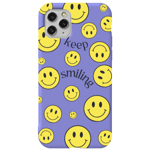 Apple iPhone 11 Pro Keep Smiling Purple Colored Silicone TPU Θήκη