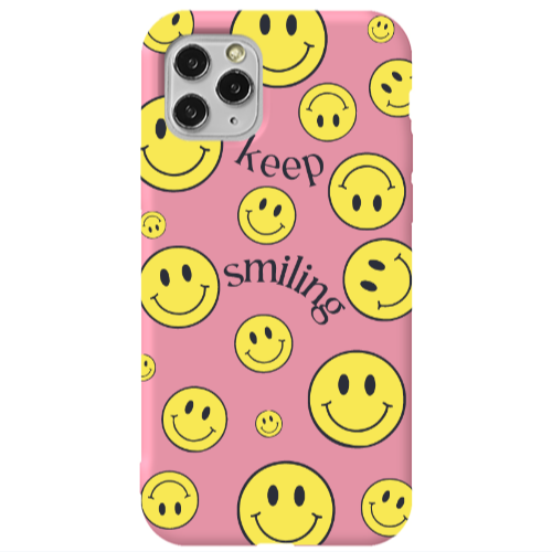 Apple iPhone 11 Pro Keep Smiling Pink Colored Silicone TPU Θήκη
