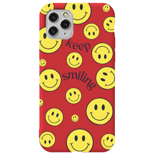Apple iPhone 11 Pro Keep Smiling Red Colored Silicone TPU Θήκη