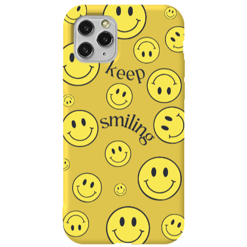 Apple iPhone 11 Pro Keep Smiling Yellow Colored Silicone TPU Θήκη