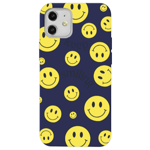 Apple iPhone 12 Keep Smiling Dark blue Colored Silicone TPU Θήκη