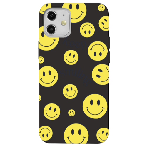 Apple iPhone 12 Keep Smiling Black Colored Silicone TPU Θήκη