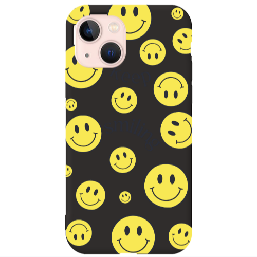 Apple iPhone 13 Keep Smiling Black Colored Silicone TPU Θήκη