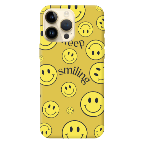 Apple iPhone 13 Pro Max Keep Smiling Yellow Colored Silicone TPU Θήκη
