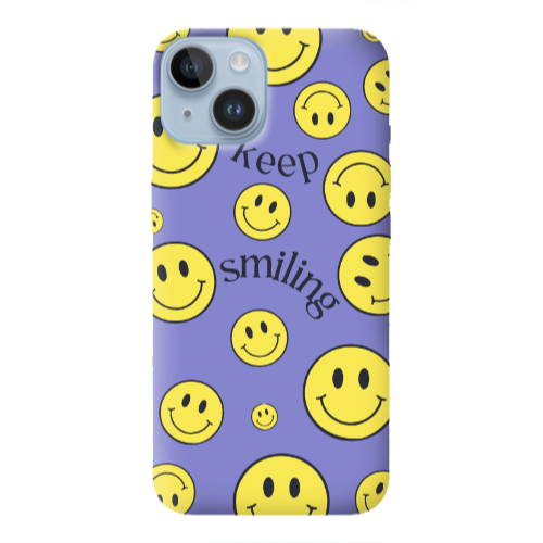 Apple iPhone 14 Plus Keep Smiling Purple Colored Silicone TPU Θήκη