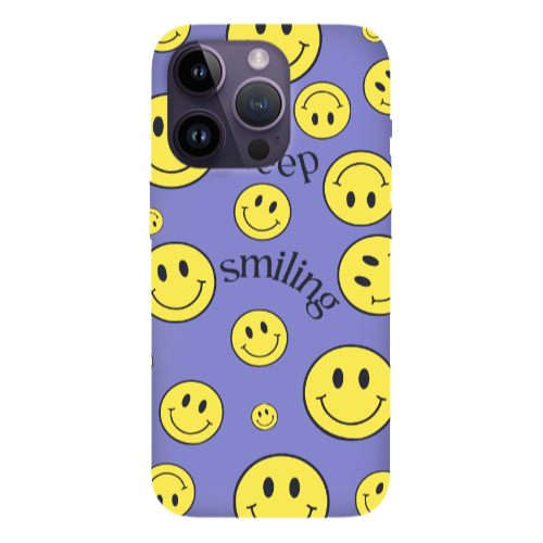 Apple iPhone 14 Pro  Keep Smiling Purple Colored Silicone TPU Θήκη