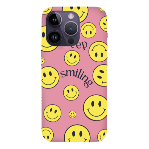 Apple iPhone 14 Pro  Keep Smiling Pink Colored Silicone TPU Θήκη