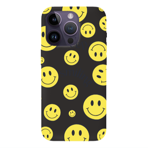 Apple iPhone 14 Pro  Keep Smiling Black Colored Silicone TPU Θήκη