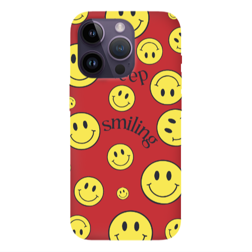 Apple iPhone 14 Pro  Keep Smiling Red Colored Silicone TPU Θήκη