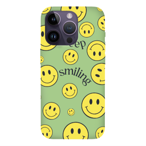 Apple iPhone 14 Pro Max Keep Smiling Light Green Colored Silicone TPU Θήκη