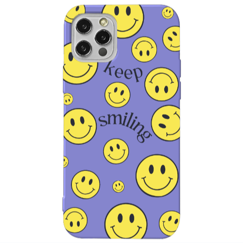 Apple iPhone 13 Pro Keep Smiling Purple Colored Silicone TPU Θήκη