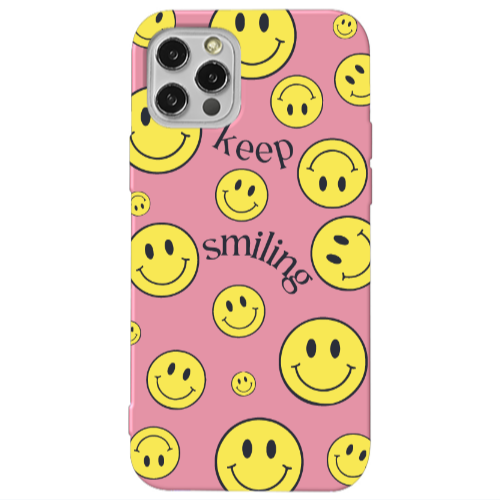 Apple iPhone 13 Pro Keep Smiling Pink Colored Silicone TPU Θήκη