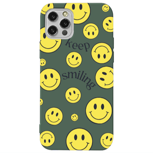 Apple iPhone 13 Pro Keep Smiling Dark Green Colored Silicone TPU Θήκη
