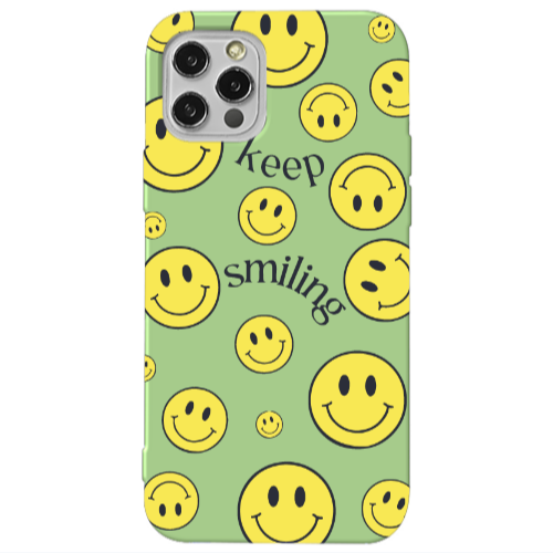 Apple iPhone 12 Pro Keep Smiling Light Green Colored Silicone TPU Θήκη