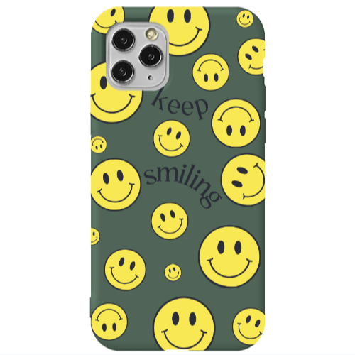 Apple iPhone 11 Pro Max Keep Smiling Dark Green Colored Silicone TPU Θήκη