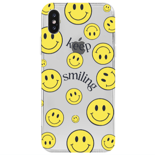 Apple iPhone Xs Keep Smiling Transparent Silicone TPU Θήκη