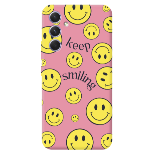 Samsung A54 Keep Smiling Pink Colored Silicone TPU Θήκη