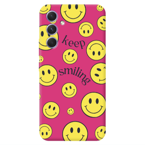 Samsung A54 Keep Smiling Fuchsia Colored Silicone TPU Θήκη