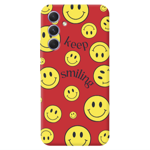 Samsung A54 Keep Smiling Red Colored Silicone TPU Θήκη