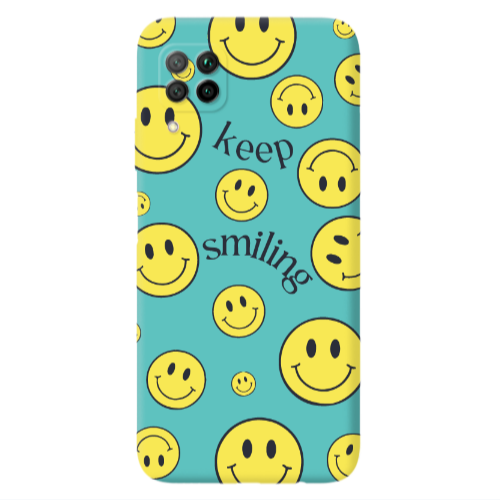 Huawei P40 Lite Keep Smiling Turquoise Colored Silicone TPU Θήκη