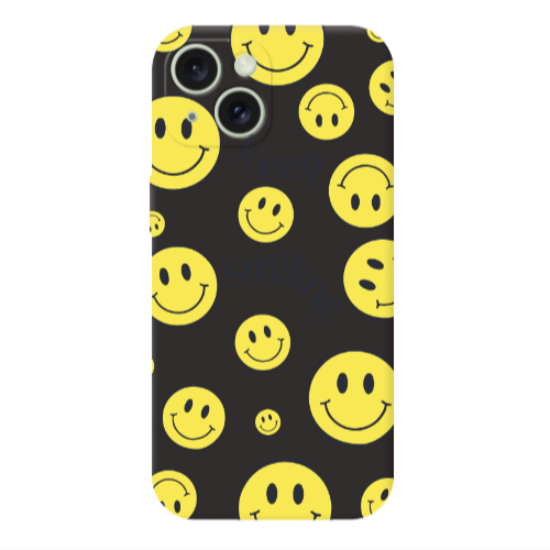 Apple iPhone 15 Keep Smiling Black Colored Silicone TPU Θήκη