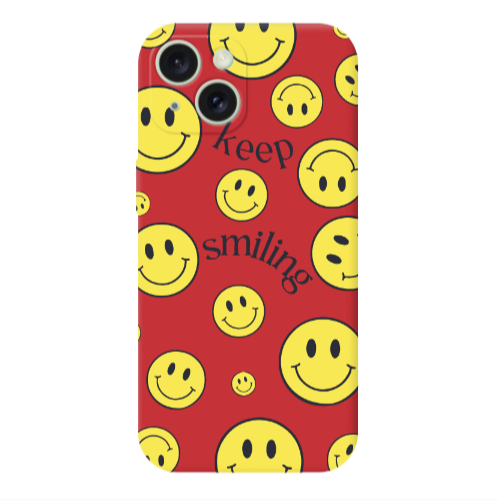 Apple iPhone 15 Keep Smiling Red Colored Silicone TPU Θήκη