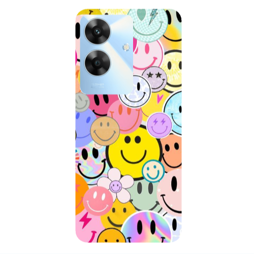 Realme Note 60 Smiley Stickers Transparent Silicone TPU Θήκη