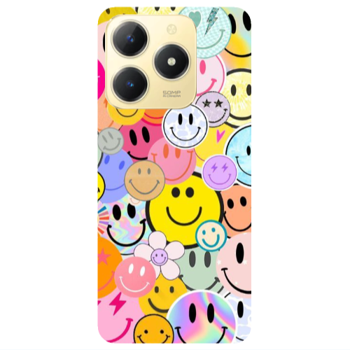 Realme C61 Smiley Stickers Transparent Silicone TPU Θήκη