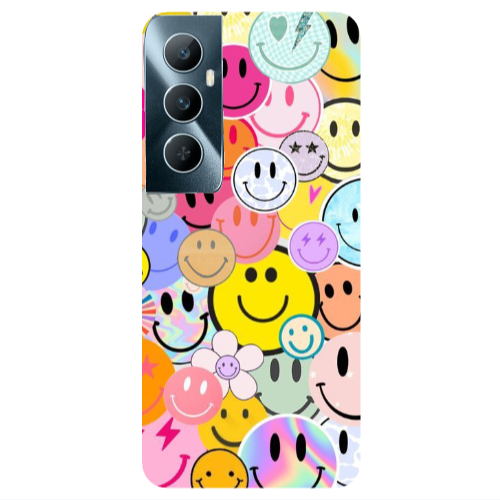 Realme C65 Smiley Stickers Transparent Silicone TPU Θήκη
