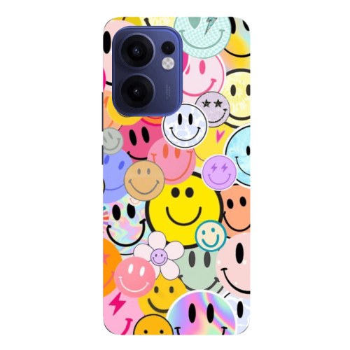 Oppo Reno13 FS Smiley Stickers Transparent Silicone TPU Θήκη