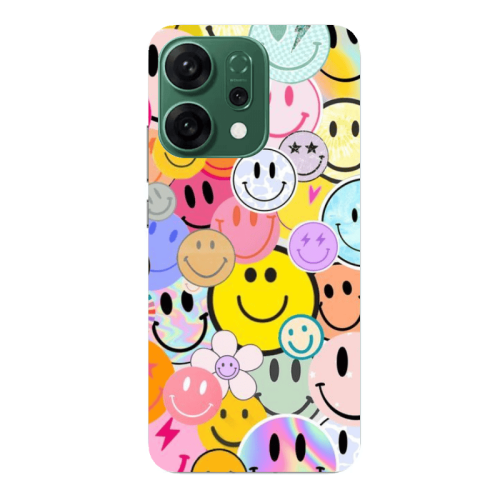 Oppo RENO 14 Smiley Stickers Transparent Silicone TPU Θήκη
