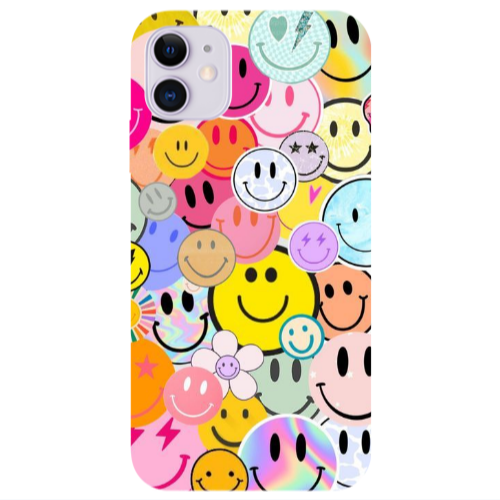 Apple iPhone 11  Smiley Stickers Transparent Silicone TPU Θήκη