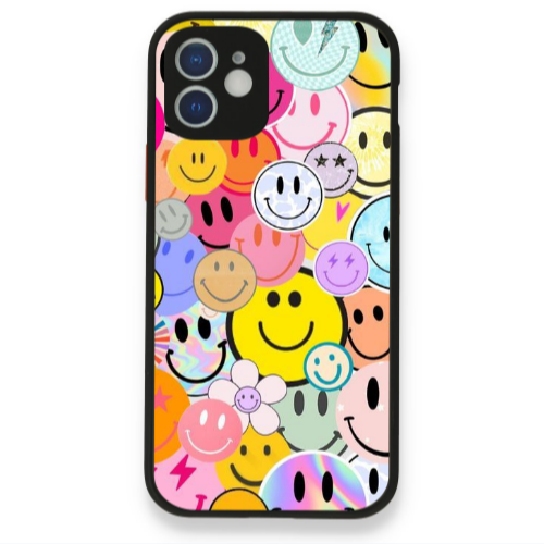 Apple iPhone 12 Smiley Stickers Black Glossy Θήκη