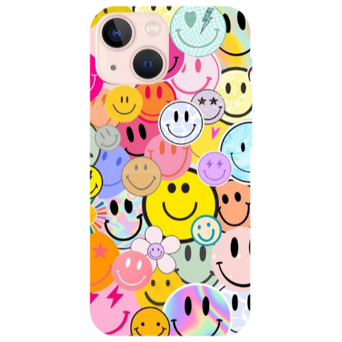 Apple iPhone 13 Smiley Stickers Transparent Silicone TPU Θήκη