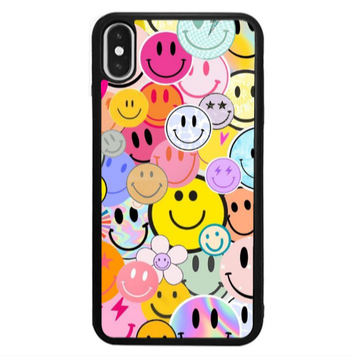 Apple iPhone X Smiley Stickers Black Glossy Θήκη