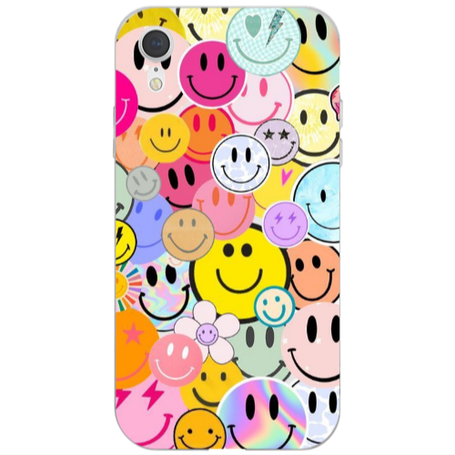 Apple iPhone Xr Smiley Stickers Transparent Silicone TPU Θήκη