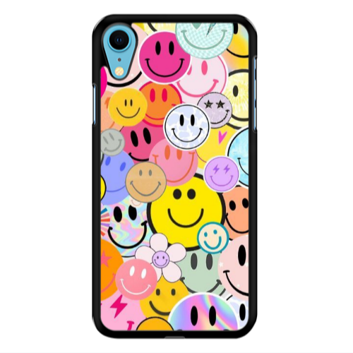 Apple iPhone Xr Smiley Stickers Black Glossy Θήκη