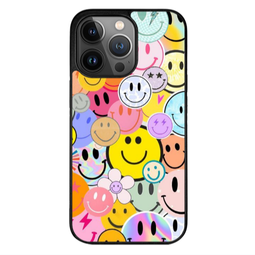 Apple iPhone 13 Pro Max Smiley Stickers Black Glossy Θήκη