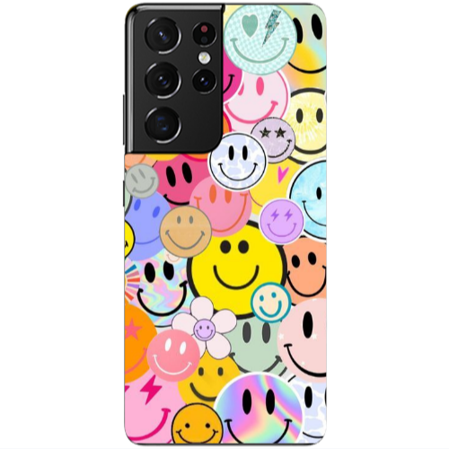 Samsung S21 Ultra Smiley Stickers Transparent Silicone TPU Θήκη