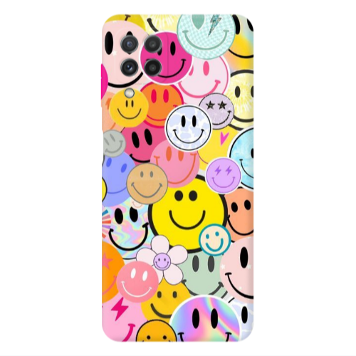 Samsung A22 4G Smiley Stickers Transparent Silicone TPU Θήκη
