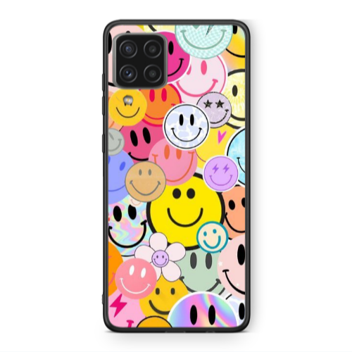 Samsung A22 4G Smiley Stickers Black Glossy Θήκη