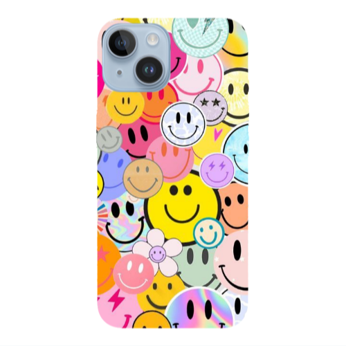 Apple iPhone 14  Smiley Stickers Transparent Silicone TPU Θήκη