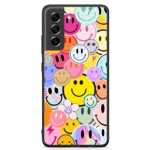 Samsung S21 FE Smiley Stickers Black Glossy Θήκη