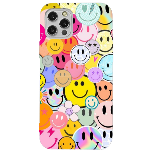 Apple iPhone 12 Pro Smiley Stickers Transparent Silicone TPU Θήκη