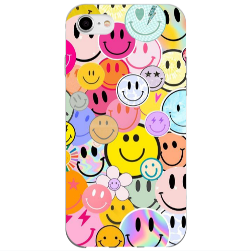 Apple iPhone 7 Smiley Stickers Transparent Silicone TPU Θήκη