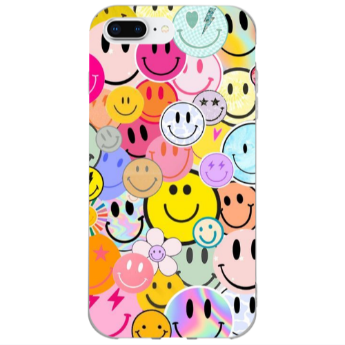 Apple iPhone 7 Plus Smiley Stickers Transparent Silicone TPU Θήκη
