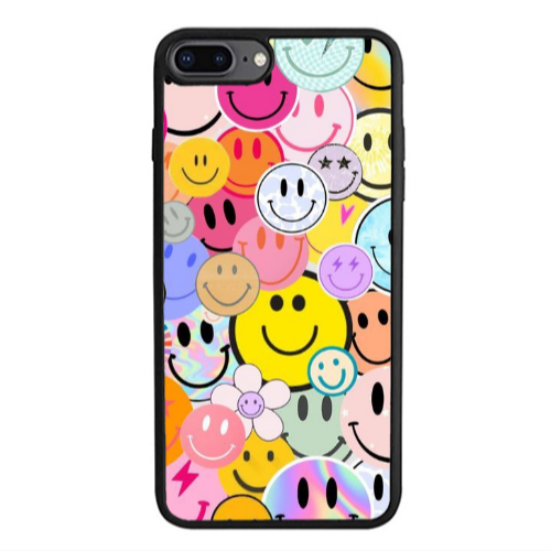 Apple iPhone 7 Plus Smiley Stickers Black Glossy Θήκη