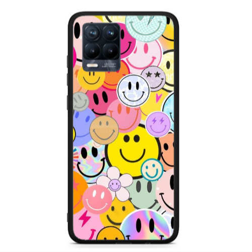 Realme 8  Smiley Stickers Black Glossy Θήκη